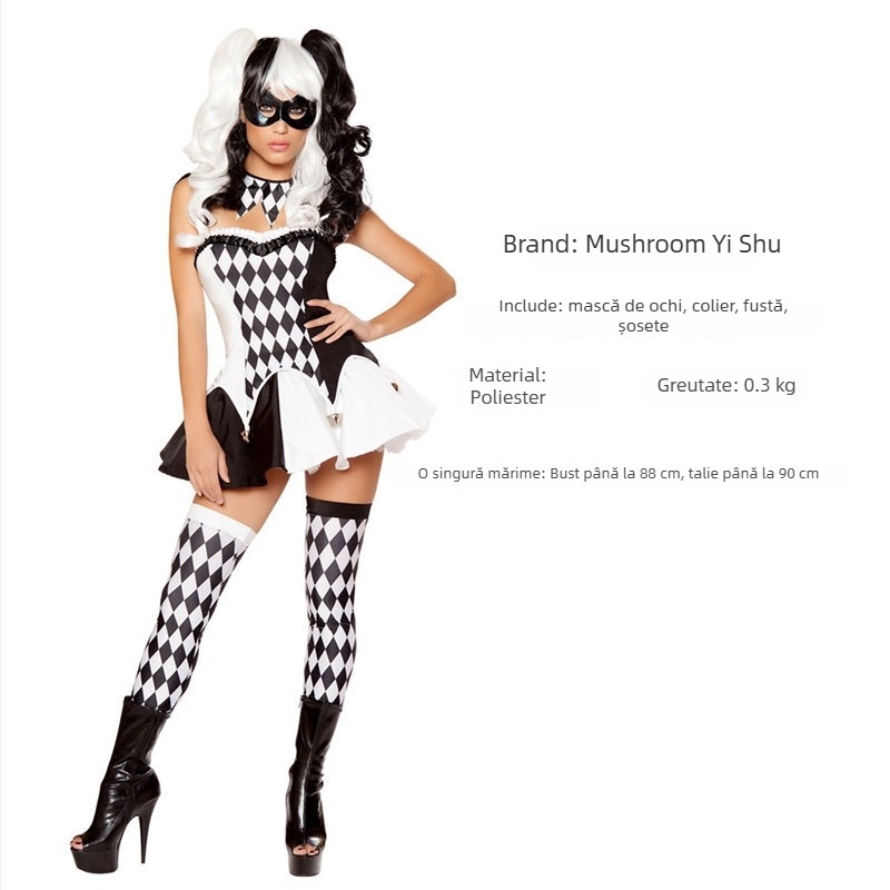 Costum Halloween cosplay: clovn de circ, dresor de animale, mireasă vampiră; Material: bumbac amestec; Țesătură principală: poliester; Gen: femeie; Primăvara 2022