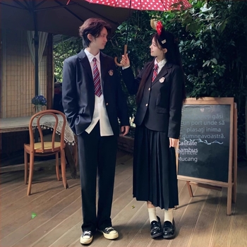 Costum de uniformă școlară în stil colegiu de toamnă pentru gimnaziu și liceu, unisex, sacou britanic pentru zile sportive și spectacole corale, poliester 80–90% și spandex 80–90%, lansat în primăvara 2024