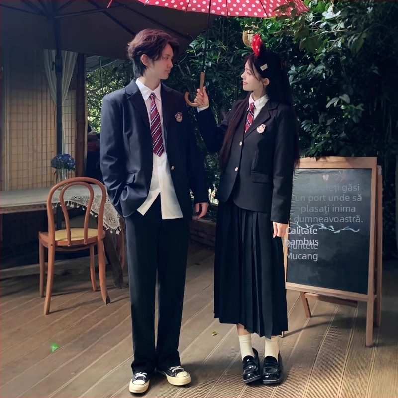 Costum de uniformă școlară în stil colegiu de toamnă pentru gimnaziu și liceu, unisex, sacou britanic pentru zile sportive și spectacole corale, poliester 80–90% și spandex 80–90%, lansat în primăvara 2024