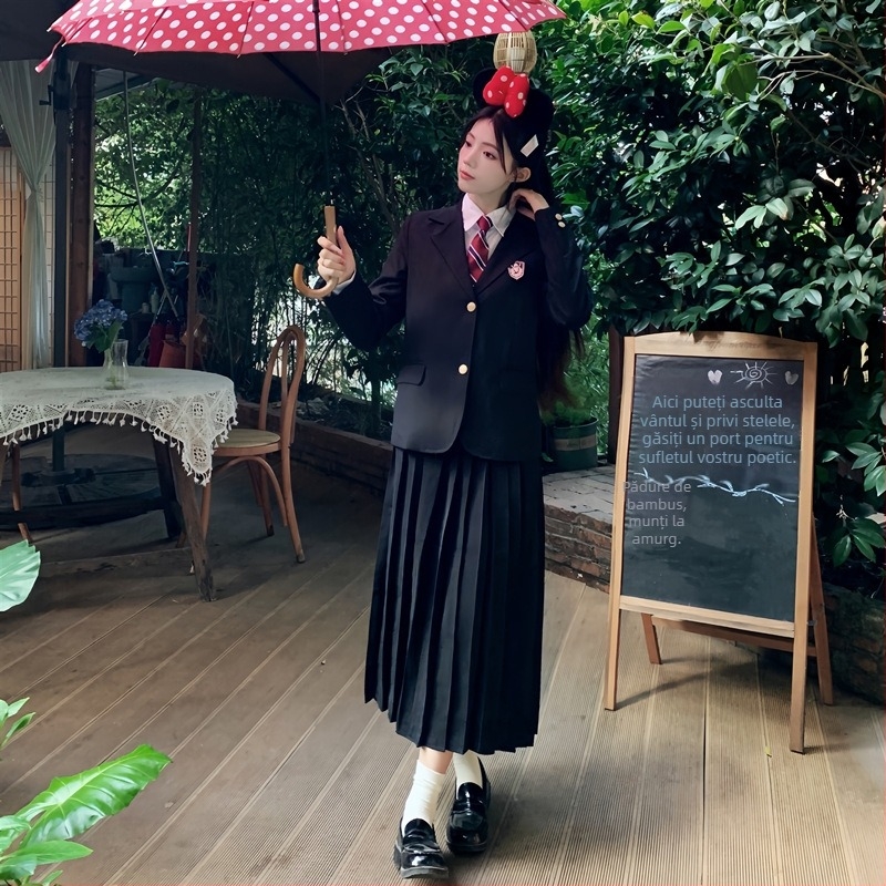 Costum de uniformă școlară în stil colegiu de toamnă pentru gimnaziu și liceu, unisex, sacou britanic pentru zile sportive și spectacole corale, poliester 80–90% și spandex 80–90%, lansat în primăvara 2024