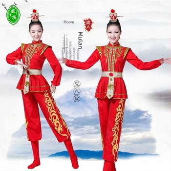 Costume de spectacol pentru copii – echipa Mulan Gong și Drum, stil Mu Guiying, unisex, costum de dans popular, țesătură chenille cu Spandex sub 30%
