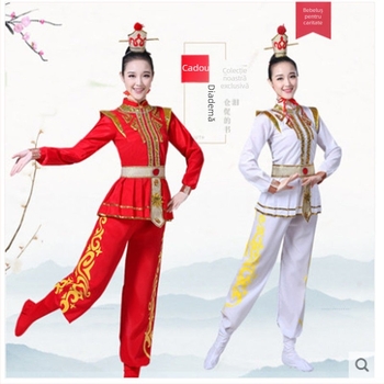 Costume de spectacol pentru copii – echipa Mulan Gong și Drum, stil Mu Guiying, unisex, costum de dans popular, țesătură chenille cu Spandex sub 30%
