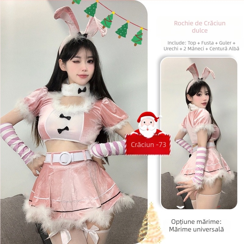 Costum cosplay de Crăciun cu iepuraș-copil: uniformă sexy pentru scenă — Brand Izu Story; Sezon: Vara 2023; Material: poliester; Material principal: poliester 30–50%; Material secundar: poliester 30–50%