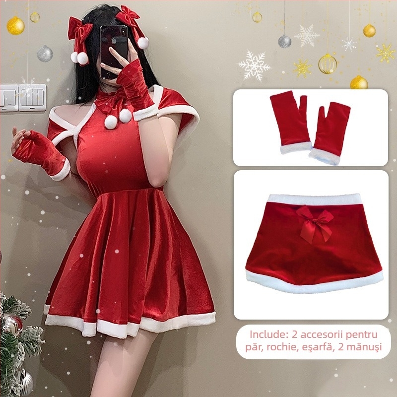 Set cosplay maid pentru femei — catifea, poliester, catifea coreeană, pentru jocuri de rol (anime), toamnă 2022