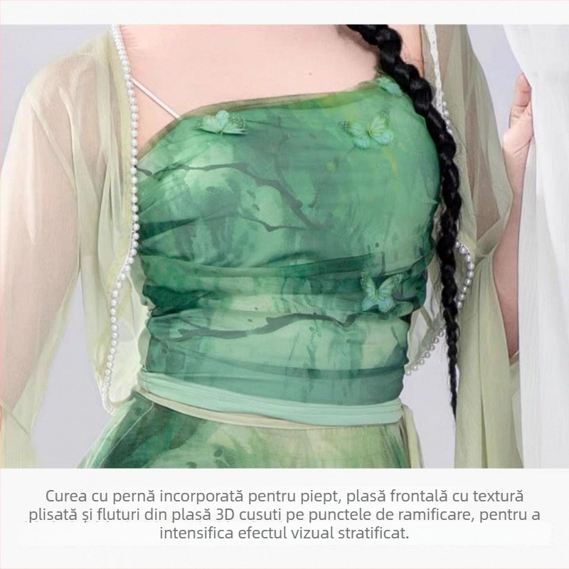 Costum de dans pentru belly dance masculin – chiffon/poliester, print etnic gradient, 95% poliester, vară 2022