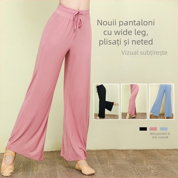Pantaloni de dans: largi, croială liberă, material modal, lungi, pentru dans modern și practică de yoga