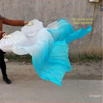 Fan de dans din mătase cu model koi pentru belly dance și Yangko – accesoriu pentru reprezentații adulți