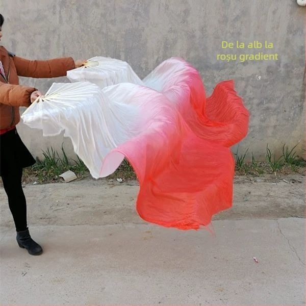 Fan de dans din mătase cu model koi pentru belly dance și Yangko – accesoriu pentru reprezentații adulți