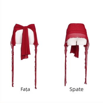 Costum de belly dance cu mâneci lungi din plasă cu franjuri, stil chinezesc, retro literar, țesătură TR, PVC până la 30%, cod produs F9899S78SSH658