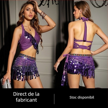Colier de talie pentru Belly Dance cu paiete și ciucuri, set pentru începători orientali/indieni — poliester >95%, compoziția principală 2: poliester 95%+, croială compusă, lansare primăvara 2025