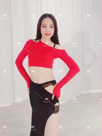 Set de Belly Dance: Top și fustă din modal; peste 95% conținut modal; lansare toamnă 2025; stil elegant, proaspăt și dulce; croitură prin cusături