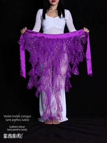 Centură pentru dans Belly cu țesătură plasată, motif vulpe cu nouă cozi, lanț de talie brodat, stil egiptean pentru dans jazz