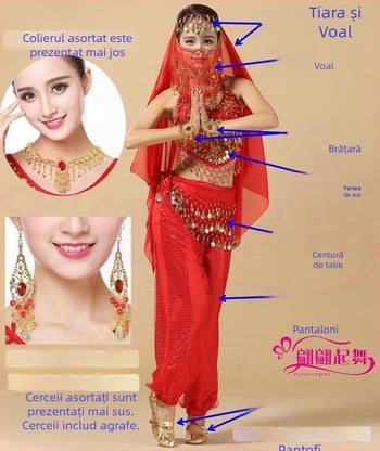 Costum de dans Belly Dance - Nou costum indian pentru reprezentații - Set de antrenament