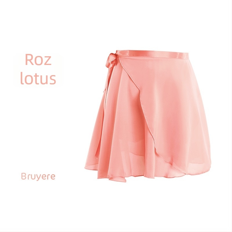 Fustă de dans pentru femei – fustă scurtă de balet, din șifon, într-o singură piesă, model solid, poliester cu căptușeală din amestec de bumbac