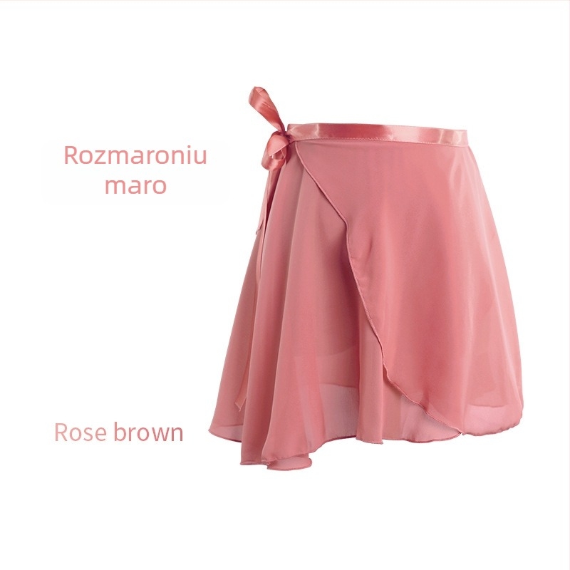 Fustă de dans pentru femei – fustă scurtă de balet, din șifon, într-o singură piesă, model solid, poliester cu căptușeală din amestec de bumbac