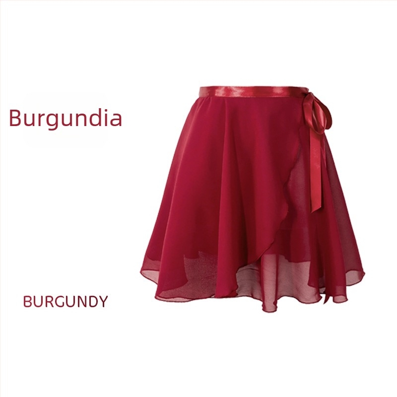 Fustă de dans pentru femei – fustă scurtă de balet, din șifon, într-o singură piesă, model solid, poliester cu căptușeală din amestec de bumbac