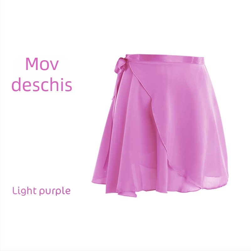 Fustă de dans pentru femei – fustă scurtă de balet, din șifon, într-o singură piesă, model solid, poliester cu căptușeală din amestec de bumbac