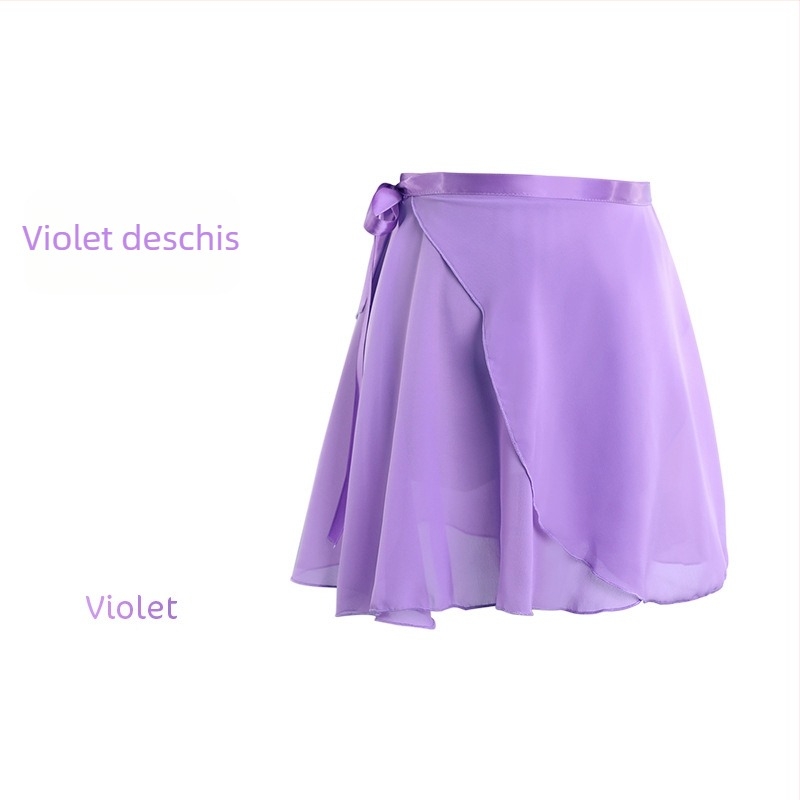 Fustă de dans pentru femei – fustă scurtă de balet, din șifon, într-o singură piesă, model solid, poliester cu căptușeală din amestec de bumbac
