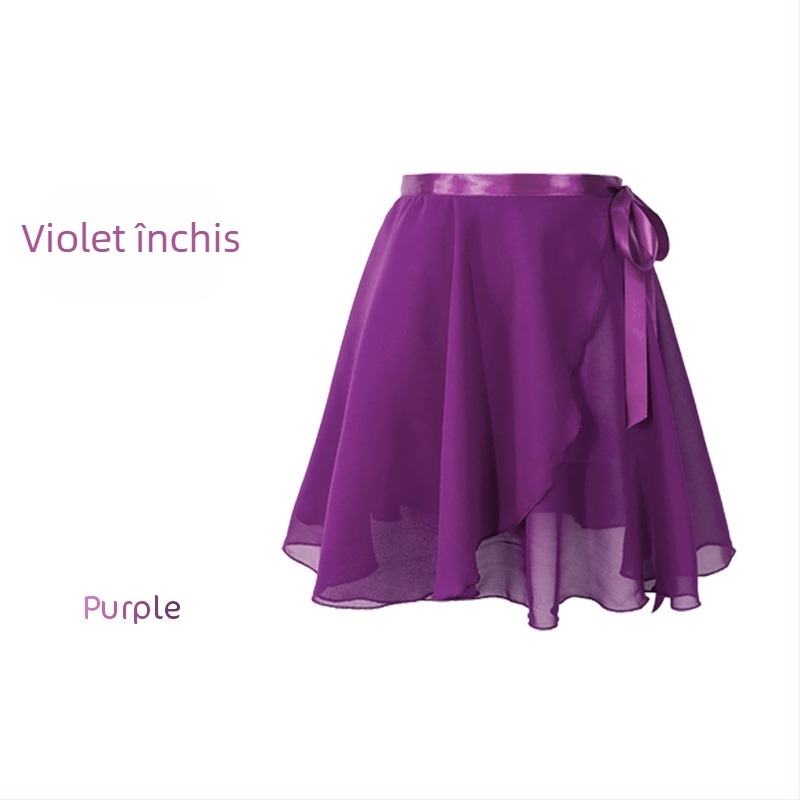 Fustă de dans pentru femei – fustă scurtă de balet, din șifon, într-o singură piesă, model solid, poliester cu căptușeală din amestec de bumbac