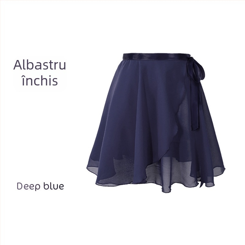 Fustă de dans pentru femei – fustă scurtă de balet, din șifon, într-o singură piesă, model solid, poliester cu căptușeală din amestec de bumbac