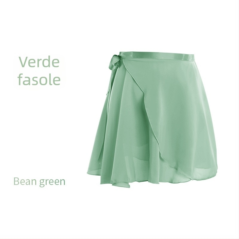 Fustă de dans pentru femei – fustă scurtă de balet, din șifon, într-o singură piesă, model solid, poliester cu căptușeală din amestec de bumbac