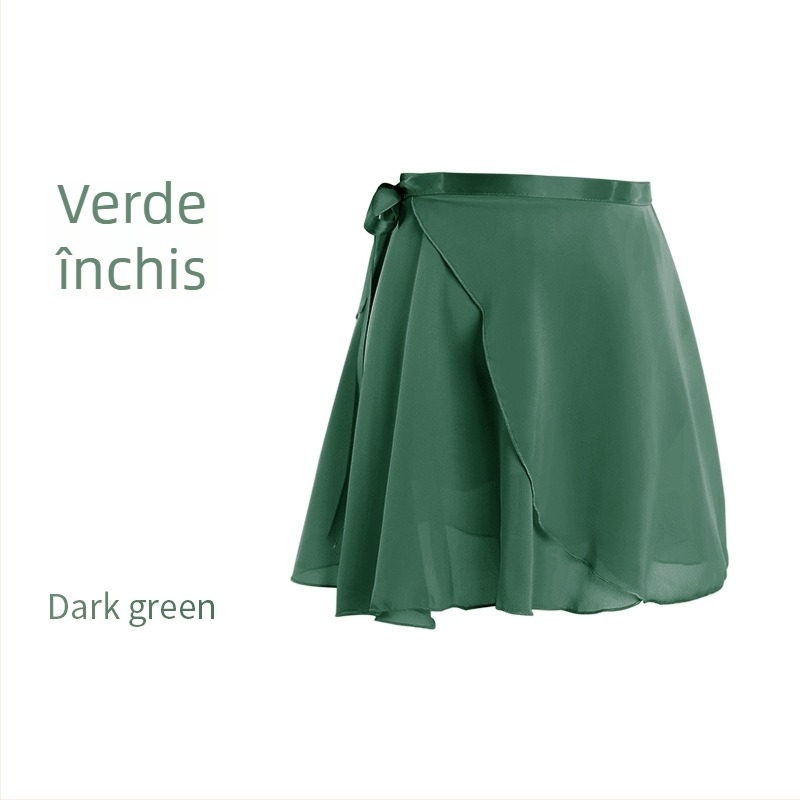 Fustă de dans pentru femei – fustă scurtă de balet, din șifon, într-o singură piesă, model solid, poliester cu căptușeală din amestec de bumbac