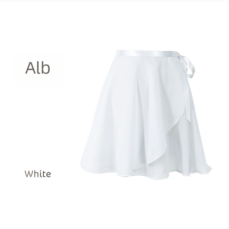 Fustă de dans pentru femei – fustă scurtă de balet, din șifon, într-o singură piesă, model solid, poliester cu căptușeală din amestec de bumbac