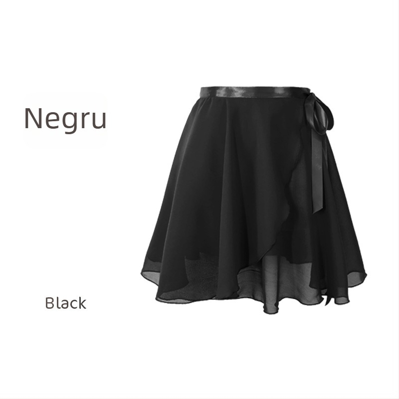 Fustă de dans pentru femei – fustă scurtă de balet, din șifon, într-o singură piesă, model solid, poliester cu căptușeală din amestec de bumbac