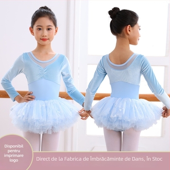Îmbrăcăminte de balet pentru copii, 65% nylon, material moale, pentru fete, vârsta 3–8 ani, primăvară/toamnă