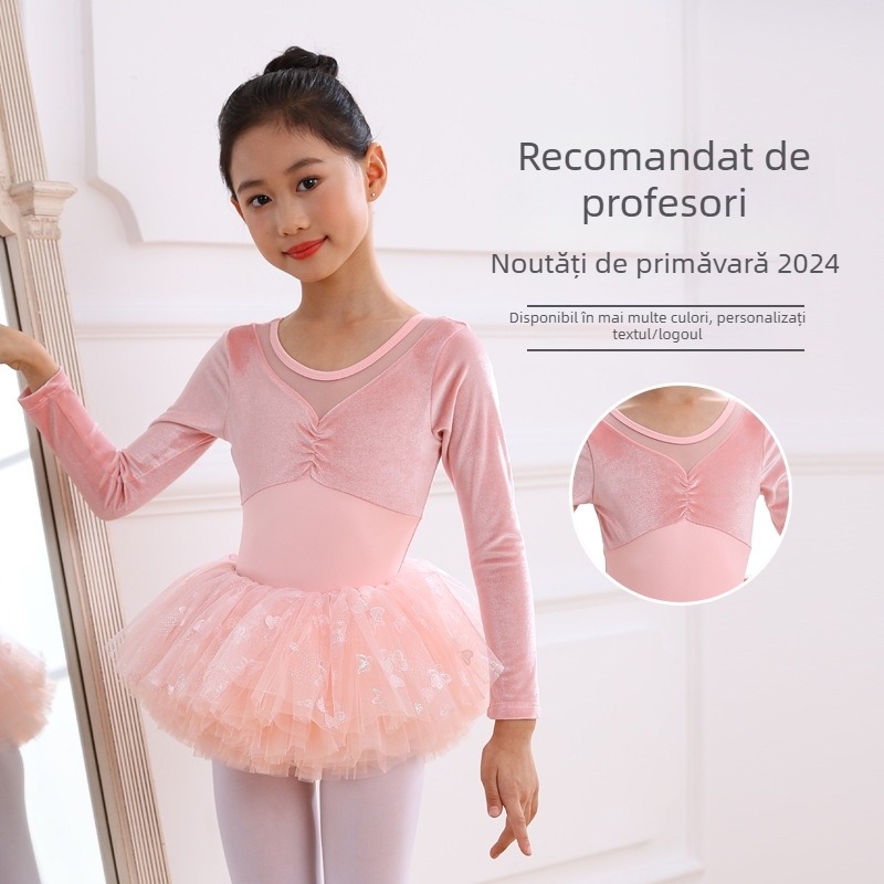 Îmbrăcăminte de balet pentru copii, 65% nylon, material moale, pentru fete, vârsta 3–8 ani, primăvară/toamnă