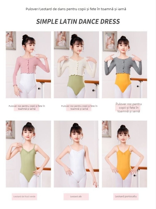 Îmbrăcăminte de dans pentru copii: top cu mâneci lungi din TR țesătură cu PVC 50-70%, stil chinezesc, retro literar, primăvara 2025