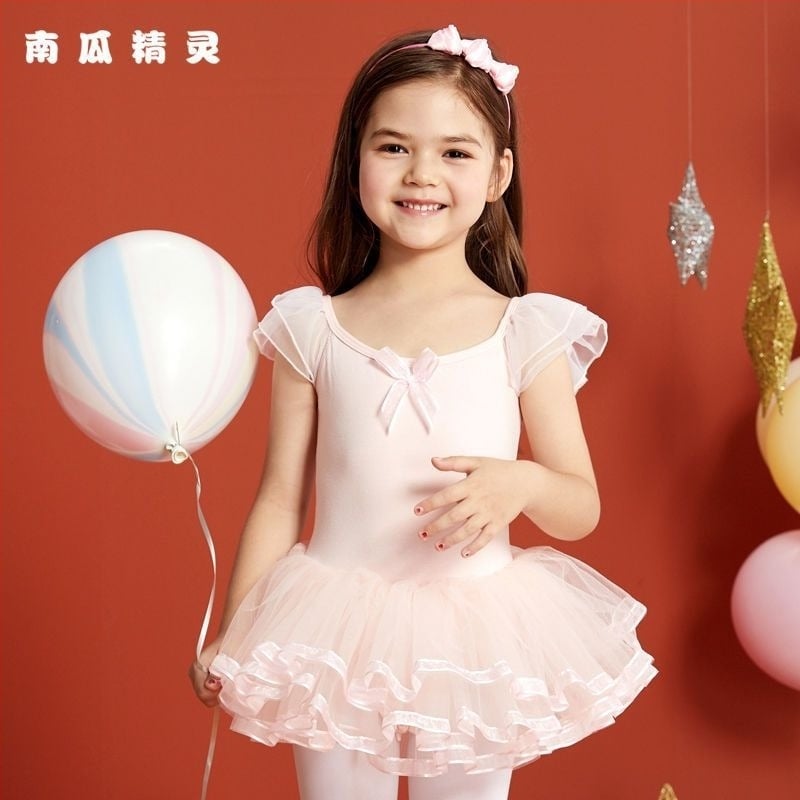 Rochie de dans pentru copii, cu mâneci lungi și fustă tutu, țesătură TR, PVC material principal, conținut 90–95%, stil chinezesc, retro literar, Primăvara 2025
