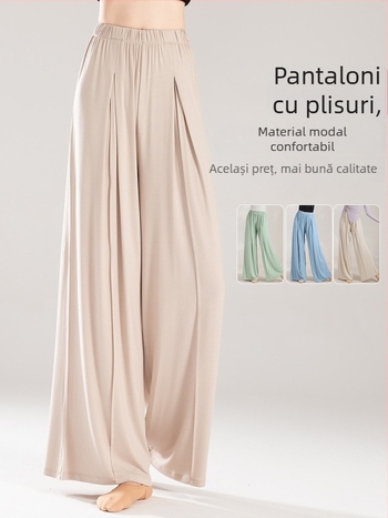Pantaloni de dans cu croială largă pentru femei, vară, viscoză 95% și elastan 5%, dans modern