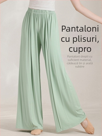 Pantaloni de dans cu croială largă pentru femei, vară, viscoză 95% și elastan 5%, dans modern