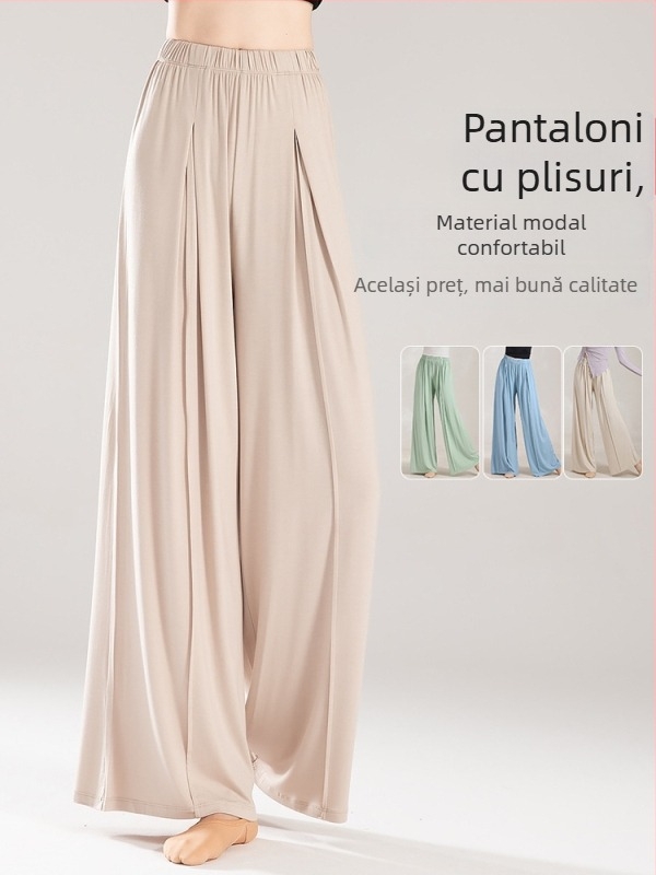 Pantaloni de dans cu croială largă pentru femei, vară, viscoză 95% și elastan 5%, dans modern