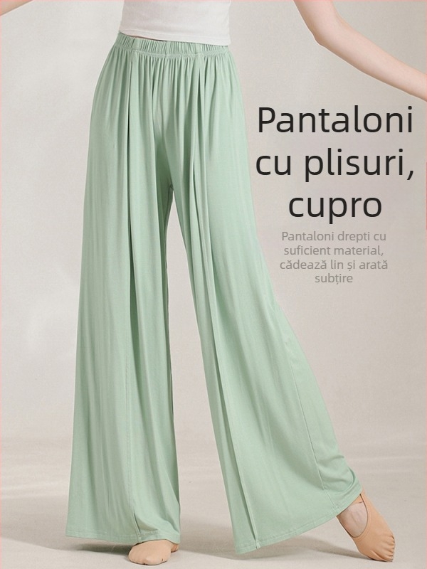 Pantaloni de dans cu croială largă pentru femei, vară, viscoză 95% și elastan 5%, dans modern
