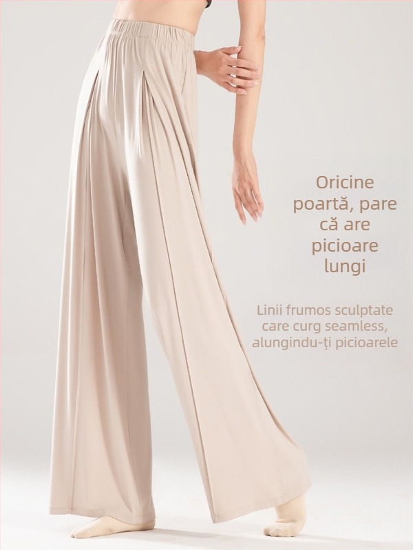 Pantaloni de dans cu croială largă pentru femei, vară, viscoză 95% și elastan 5%, dans modern