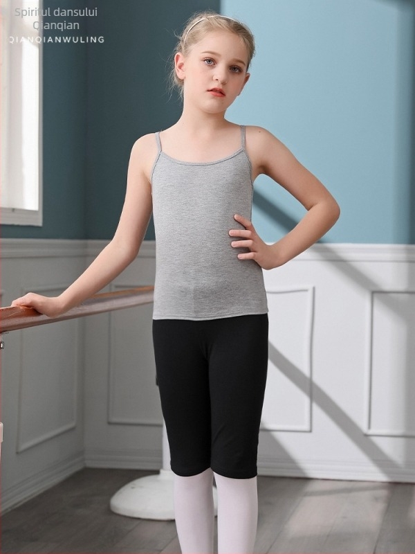 Leotard pentru copii cu bretele, pentru balet și dans chinezesc, top de bază, material modal cu 92,5% viscose