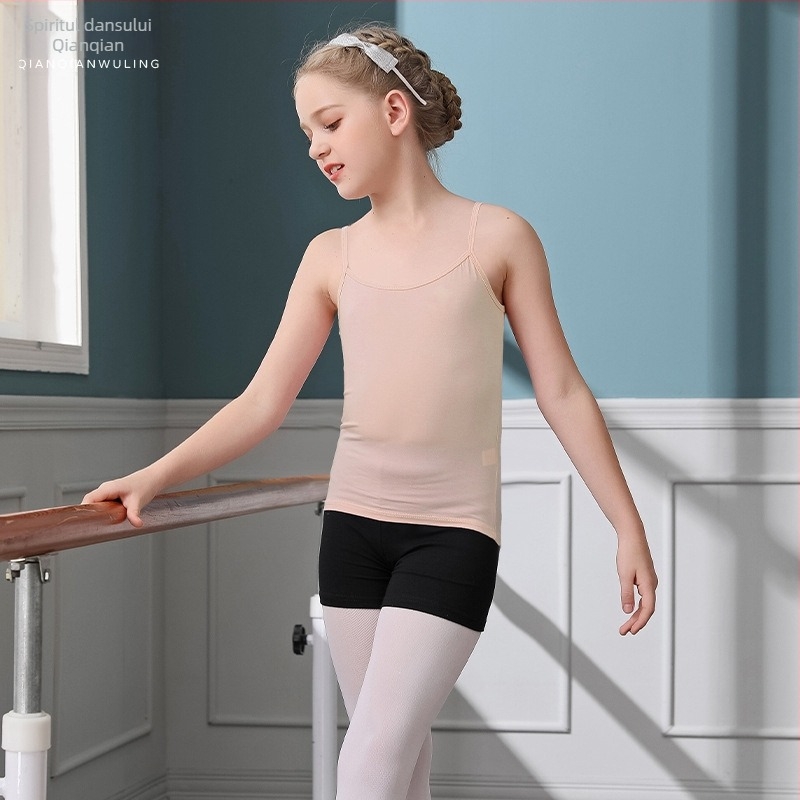 Leotard pentru copii cu bretele, pentru balet și dans chinezesc, top de bază, material modal cu 92,5% viscose