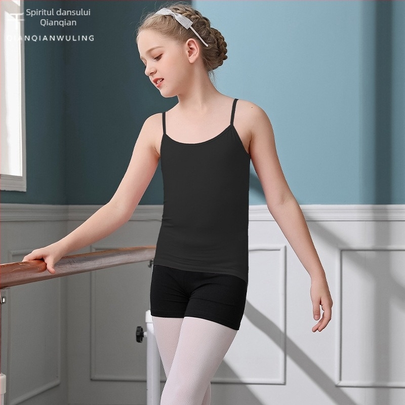 Leotard pentru copii cu bretele, pentru balet și dans chinezesc, top de bază, material modal cu 92,5% viscose