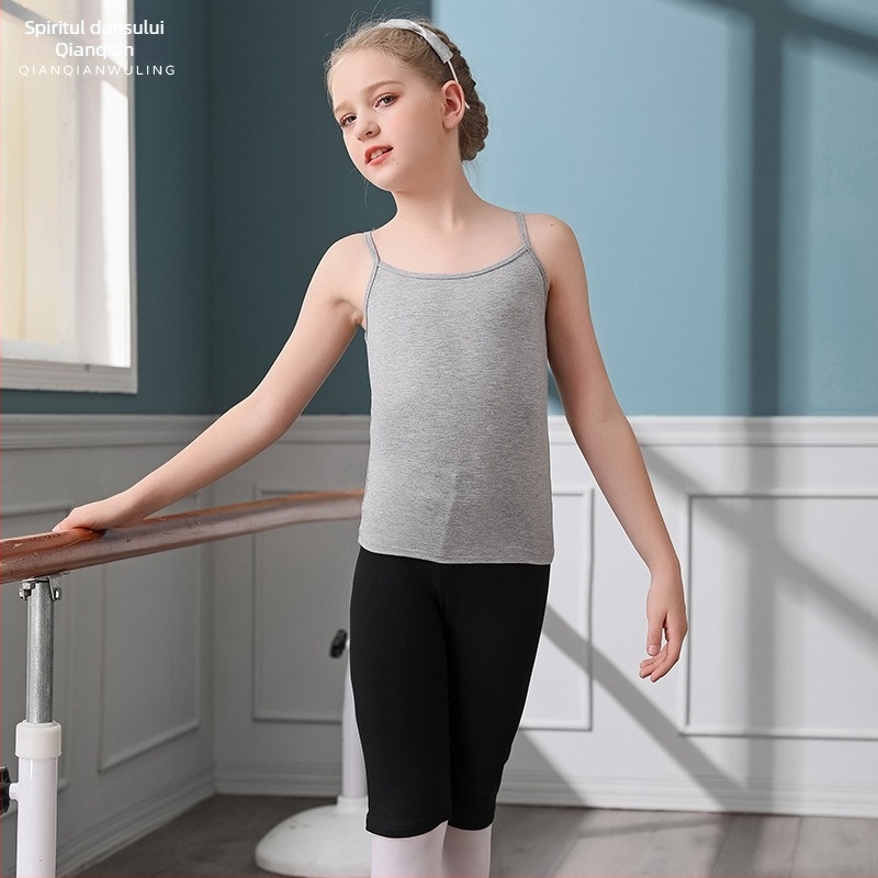 Leotard pentru copii cu bretele, pentru balet și dans chinezesc, top de bază, material modal cu 92,5% viscose