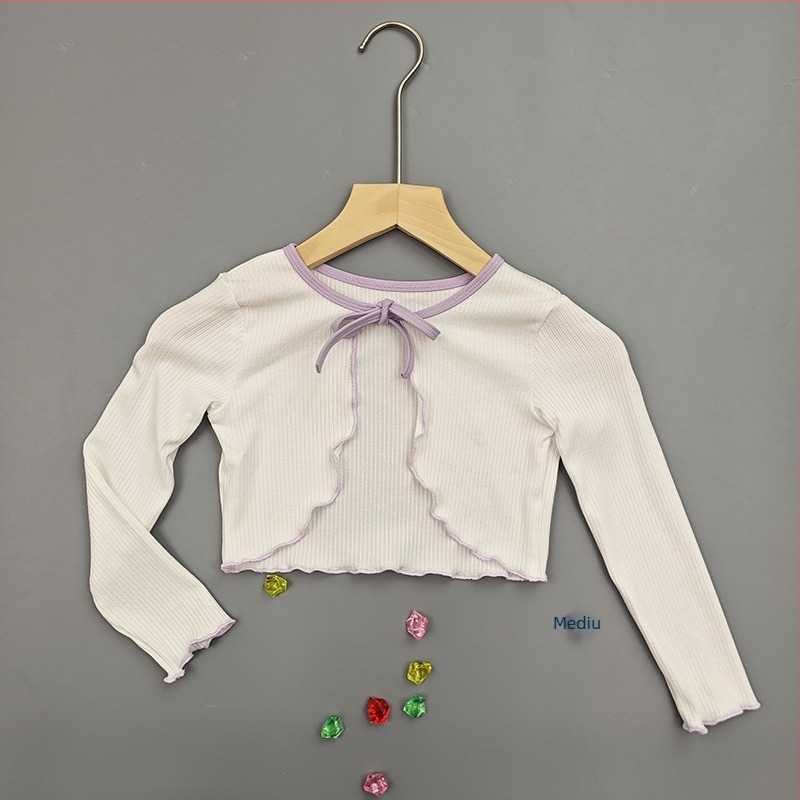 Jachetă de dans pentru copii, primăvară-toamnă – mâneci lungi, material din bumbac, tratament moale, pentru antrenamentul de balet al fetelor