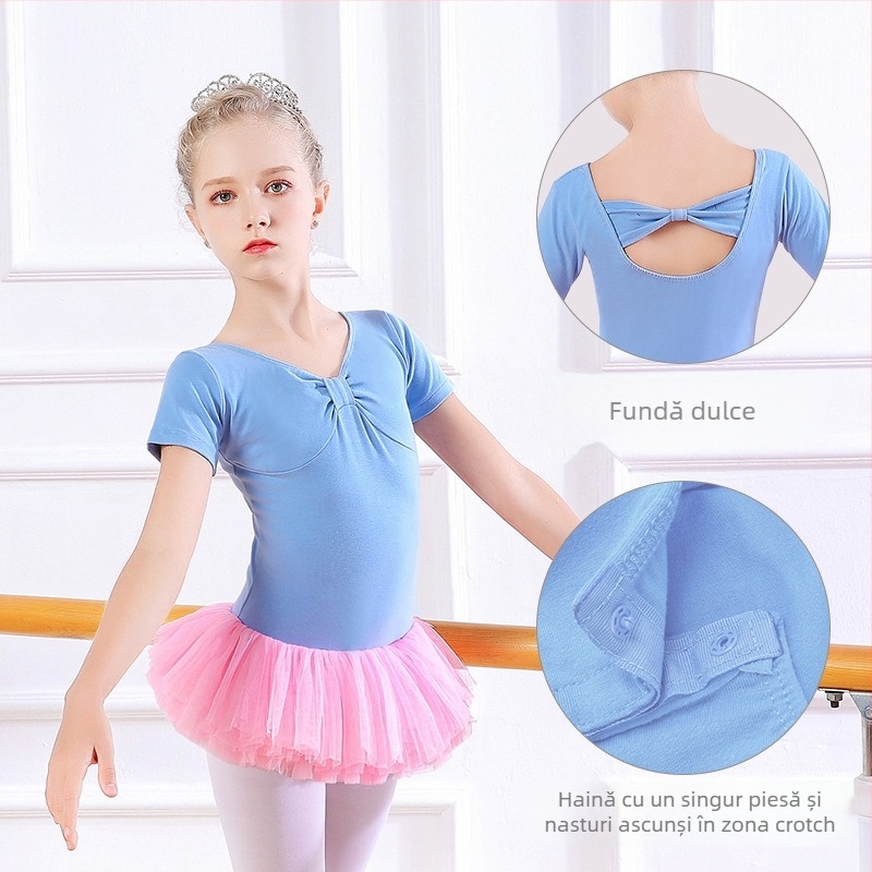 Ținută de vară pentru dans pentru fete - Bumbac cu Lycra (95% bumbac), țesătură șlefuită, pentru copii peste 8 ani (>140 cm)