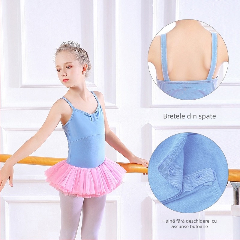 Ținută de vară pentru dans pentru fete - Bumbac cu Lycra (95% bumbac), țesătură șlefuită, pentru copii peste 8 ani (>140 cm)
