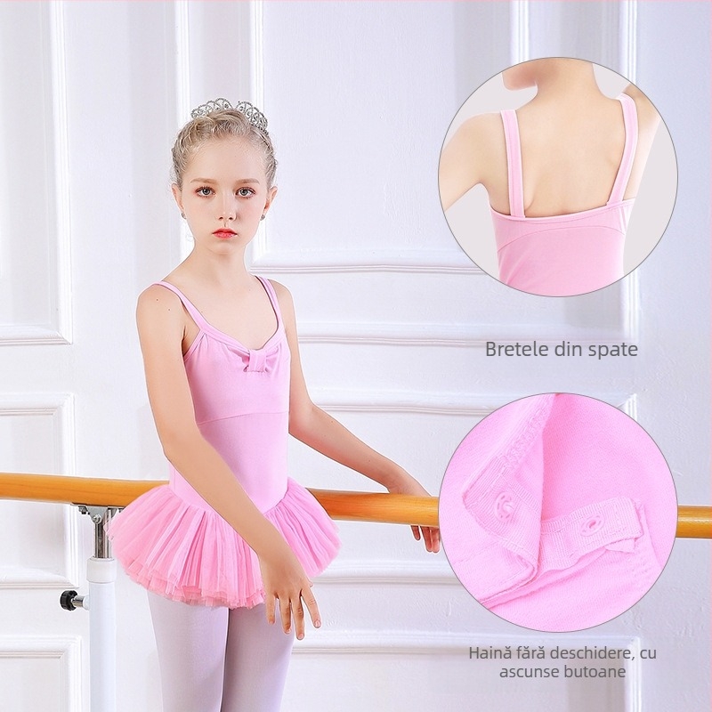 Ținută de vară pentru dans pentru fete - Bumbac cu Lycra (95% bumbac), țesătură șlefuită, pentru copii peste 8 ani (>140 cm)