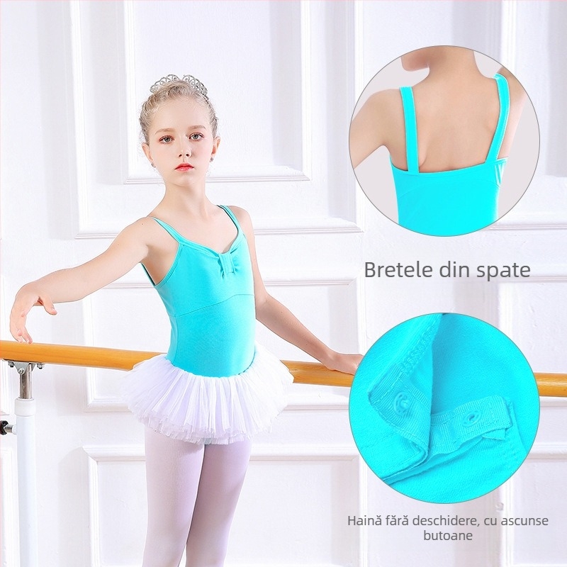 Ținută de vară pentru dans pentru fete - Bumbac cu Lycra (95% bumbac), țesătură șlefuită, pentru copii peste 8 ani (>140 cm)