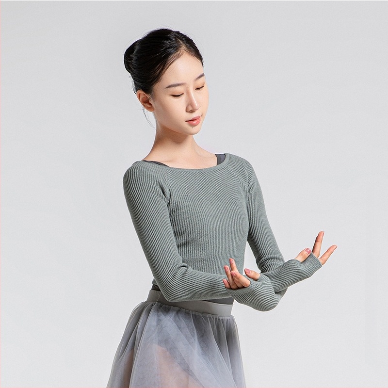 Pulover de dans tricotat, din fibră acrilică cu elasticitate înaltă, căptușeală din bumbac; iarnă, primăvară și toamnă; balet și dansuri populare