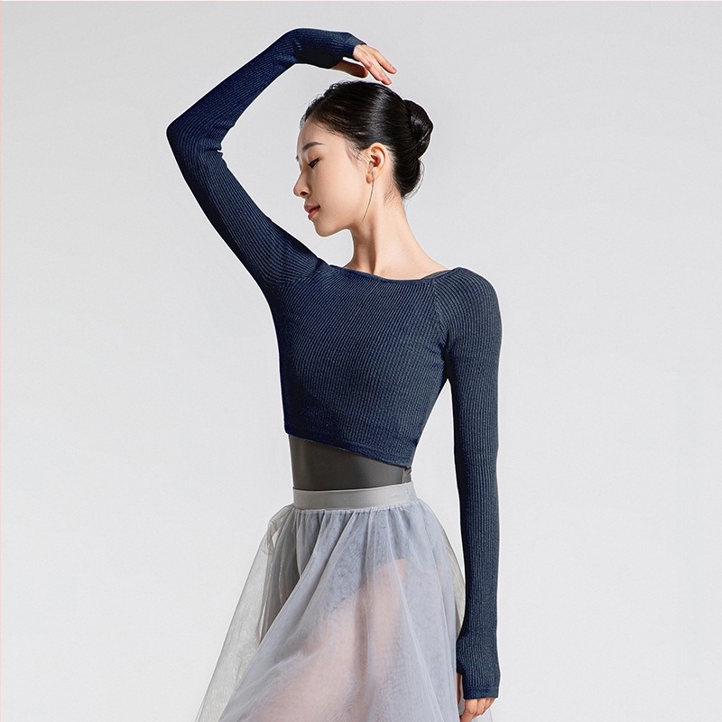 Pulover de dans tricotat, din fibră acrilică cu elasticitate înaltă, căptușeală din bumbac; iarnă, primăvară și toamnă; balet și dansuri populare