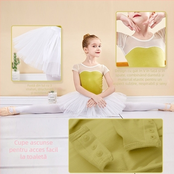 Rochie de balet pentru fete, vară - bumbac elastic 95%, țesătură moale, AQL 2.5, pentru copii 8+ ani