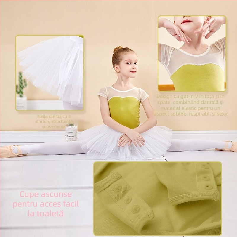 Rochie de balet pentru fete, vară - bumbac elastic 95%, țesătură moale, AQL 2.5, pentru copii 8+ ani